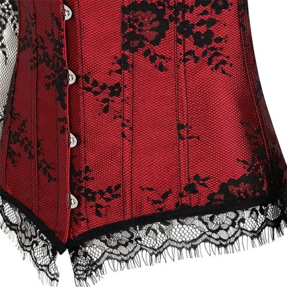 NWT Beautiful Red & Black Halloween Costume Corset Steampunk Gothic Salo… - Picture 8 of 16